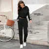 Womens Patchwork Hoodies Tracksuits Fashion Long Sleeve Hooded Sweater Trousers 2pcs Sports Sets Designer Female Low Waist Casual Suits