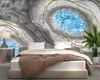 Papier peint 3D personnalisé Photo murale motif de marbre moderne tranche d'agate bleue mur de fond TV HD décorations intérieures supérieures papier peint