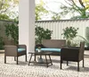 US Stock, Snabb leverans, U_style 4 Piece Rattan Sofa Sittgrupp med kuddar, Utomhus Garden Ratten Sofa WF190610AAC