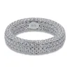 New Sparkling Vintage Fine Jewelry Real 100% 925 Sterling Silver Pave White Sapphire CZ Diamond Pink Gemstones Women Wedding Ban R2991