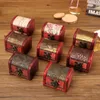 Vintage Jewelry Box Organizer Storage Case Mini Wood Flower Pattern Metal Container Handmade Wooden Small Boxes LX2886