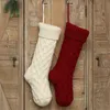 Kerst gebreide sokken rood groen wit grijs breien kous kerstboom hangende cadeau sok Kerstmis partij snoep kousen LL1695349190