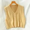 2020 Autumn Sweater Vest Loose College Style Women V-neck Knitted Waistcoat Fashion