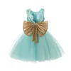 Vestidos da menina 1 ano presente de aniversário para bebê meninas festa vestidos bonito arco-nó roupas princesa batismo infantil crianças roupas de verão1