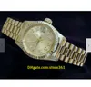 20 Style Casual Dress Mechanical Automatic 26mm Ladies 18K Yellow Gold President Watch White Mop Diamond Rubies276T