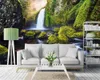 ロマンチックな風景3Dモダンな壁紙R山春の滝新鮮な緑の美しい風景の背景の壁の装飾的な壁紙