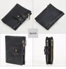 Fashion New Genuine Leather Men Wallets with Double Zipper Coin Pocket Shorts Cowhide Male Purse RFID Blocking Men Wallets