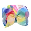 8 pouces JoJo Bowknot Hairpin Kids Rainbow Unicorn Barrette avec Diamond Cartoon Hair Bows Barrette Baby Hair Clips GGA2681 WLXT4987691
