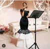 Myriam Fares Mermaid White and Black Evening Dresses Cap Sleeve Bateau Neck Lace Applique Floor-Length Formal Dress Evening Wear vestidos