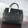 Hoge kwaliteit zwart echt echt leer handtas vrouwen grote draagtassen dame borduurwerk handtas crossbody grote shopper tas crossbody shopper