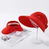 Breed Brim Sun Hoeden Dames Zomer Casual Strandhoed Femme Dames Knop 2 Draag Lege Top Hoeden voor Dames Ademend Visor Caps