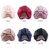 Silky Bonnet voor Dames Dubbellaag Satijn Dag Nacht Slaap Cap Effen Kleur Headwrap Dames Haar Cover Make-up Hoofddeksels Hoed Mode