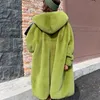 Winter new women Plush fur coat oversized solid color warm jacket long thick Imitate loose hooded parka Overcoat G13222221342