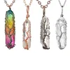 Colonne hexagonale Quartz colliers pendentifs Vintage pierre naturelle cristal blanc collier goutte en Stock 3071