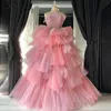 Ny Chic Tiered Tulle Prom Klänningar Robe de Soiree Lång Kvällsklänning 2020 Kaftans Turkiska Kändisparty Gown Mellanöstern Plus Storlek