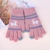 2021New Adorável Stag Knit Mulheres Deer Luvas de Padrão com Touchscreen Quente e Grosso Glove 5 Cores Atacado