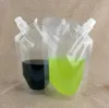NEW 500ml Stand-up Plastic Drink Packaging Bag Spout Pouch for Beverage Liquid Juice Milk Coffee Clear Bag Free shipping