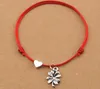 20 sztuk / partii Lucky Red Cord Heart Love Four Leaf Clover Charm Bransoletki Regulowane Dla Kobiet Mężczyzn Najlepsza Przyjaciel Para Koniczyna Biżuteria Prezenty