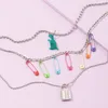 Nouvelle mode personnalité Colorflu broche collier clavicule chaîne multicouche femmes ronde perle serrure pendentif collier 7229130