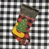 Christmas Stockings Style Snowflake Santa Snowman Boże Narodzenie Torba Renifer Pluszowe Faux Fur Cuff Xmas Decor Party Supplies T2I51406-1