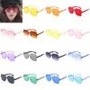 WhFashion Square-shaped Clear Candy Colored One-piece Sunglasses Shades Glasses Gradient Transparent Frameless Eyewear Women Accessory Gifts