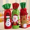 Wholesale Christmas Decoration Wine Bottle Bags Santa Claus Snowman Elk Stocking Ornament Gift Xmas Tree Decorations Gifts