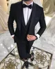 Shinny Teal Slits Mens Garnitury 3 Sztuka Czarny Szal Lapel Casual Tuxedos na ślub Groomsmen Garnitury Mężczyźni 2020 (Blazer + Vest + Spodki)