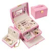 Caixas de jóias Novo caixa de jóias de couro de alta qualidade 7 cores com pequeno caixão de jóias de viagem protable 3 CAIXA CAIXA MX200810