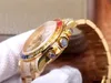 JH Montre de Luxe 4130 Automatisk mekanisk timingrörelse stålfodral Mens Watch Inlaid Rainbow Gradient Sapphire Ytter Ring Waterproof