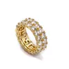 Hip Hop Iced Out Ring Micro Pave CZ Stone Anillo de tenis Hombres Mujeres Encanto Joyería de lujo Cristal Zircon Diamante Oro Chapado en plata Boda