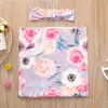 Couverture d'emmaillotage florale pour nouveau-né de 0 à 3 mois, 2 pièces, pour filles et garçons, bandeau pour emmailloter