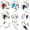 Natural Pedra Colar 7 Chakra Cura Cristal Colar Tombado palma Quartz Dowsing Pendulum Reiki Balance Meditação Jóias transporte rápido