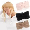 Haimeikang Knot Headbands Autumn Winter Imitation Mink Cashmere Solid Fluffy Bow Hairbands Simple Handmade Warm Women's Headband