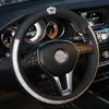 Universal PU Cuir Direction de voiture Couvercle de roue de roue Bling Strass Crystal Voiture Intérieur Decro avec Crystal Crown Accessories Noir