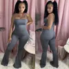 Dames Jumpsuits Rompertjes Dames Effen Spaghettibandje Mouwloos Boot Cut Flare Katoenen Jumpsuit Hoge Streetwear Een Stuk B322t