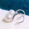 Natürliche Süßwasserperlen-Ohrringe für Damen, S925-Silber, runde Perlen-Ohrbügel-Ohrringe, 14-karätige Gold-Injektionsdraht-Ohrringe