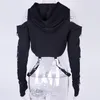 Insta Black Cold Losttle Hoodies Women Gothic Sexy Autumn Sleeve Long Crops Tops Lady Lady Cool Chain Adth