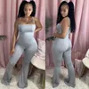 Dames Jumpsuits Rompertjes Dames Effen Spaghettibandje Mouwloos Boot Cut Flare Katoenen Jumpsuit Hoge Streetwear Een Stuk B322t