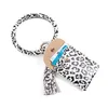 Braccialetto da donna Braccialetti Portamonete Portamonete Nappe Portachiavi Porta carte Borsa Trendy Leopard PU Bracciali in pelle Portachiavi Zero