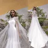 Robes De mariée à col haut avec Wrap plage paillettes perles Appliqued robe De mariée froncé Satin sur mesure Vestidos De Novia