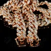 18 K Altın Lab Pırlanta Küba Zincir Bağlantı Mikro Açacağı Miami Bling Out Buzlu Kolye 12mm Genişlik Kübik Zirkon Gül Altın Cuabn Chian