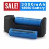 2 batteries Li-ion rechargeables 3000mAh 18650 3.7V BRC, pour lampe de poche, torche, stylo Laser + 1x chargeur universel