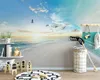 3d Seascape 3D Wallpaper Wallpaper Sky Nordic simples e fresco do mar e do céu Paisagem do fundo da parede 3d Wallpaper Estilo Europeu