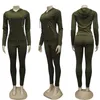 Tvådeliga klänning Kvinnor Tracksuit Solid Färg Zipper Sweatshirt Top och byxor Suit Set Jogging Femme Kläder Streetwear Fitness Outfits