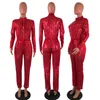 Women paljetter Silver Red Zip Up High Wait Sashes långärmad jumpsuit bodycon sexig klassisk play-play s-3xl248c