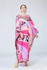 Women's Runway Loose Design Dresses Slash Neckline Batwing Sleeves Multicolor Printed Elegant High Street Maxi Dresses266n