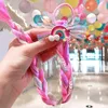 Dzieci Dziewczyny Kolorowe Warkocze Wig Włosów Band Pierścienie Unicorn Rainbow Cekinowy Blask Braid Wigs Hair Bow Ponytail Holder Circle for Party D82705