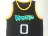 Męskie Tune Squad Space Jam Moive Jerseys Alien # 0 Monstars Koszykówka Jersey Black Szyte Koszulki Haft Rozmiar S-2XL