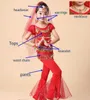 Stage Wear Ragazze Bollywood Performance Vestiti fatti a mano Bambini Costumi di danza del ventre Paillettes Danza del ventre Abbigliamento orientale1