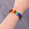 7 chakra pärlor naturlig lava tiger ögon sten armband för kvinnor män läkning balanserapi armband smycken bön justerbar